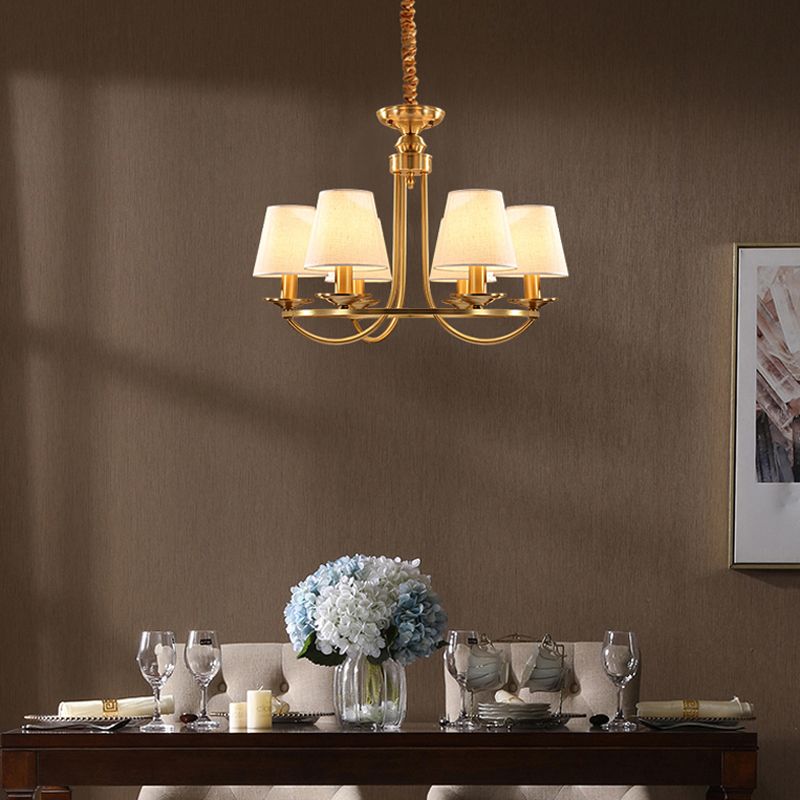 Metal Gold Ceiling Suspension Lamp Tapered Traditional-Style Chandelier Lighting Fixture