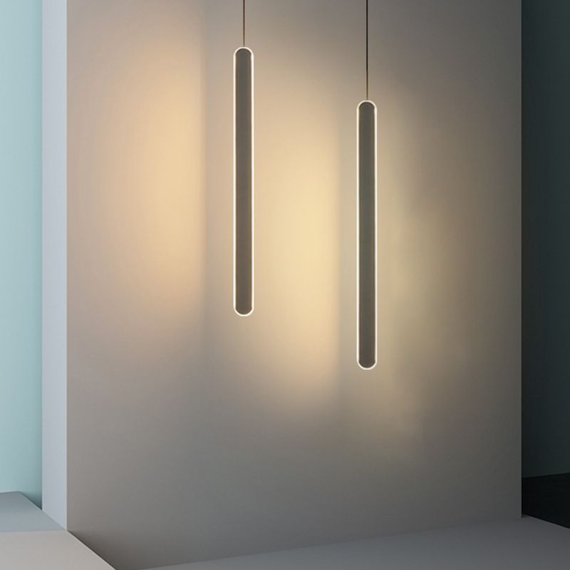 Minimalistische lineare Anhängerbeleuchtung, Acrylschatten um Metallstange hängen Licht