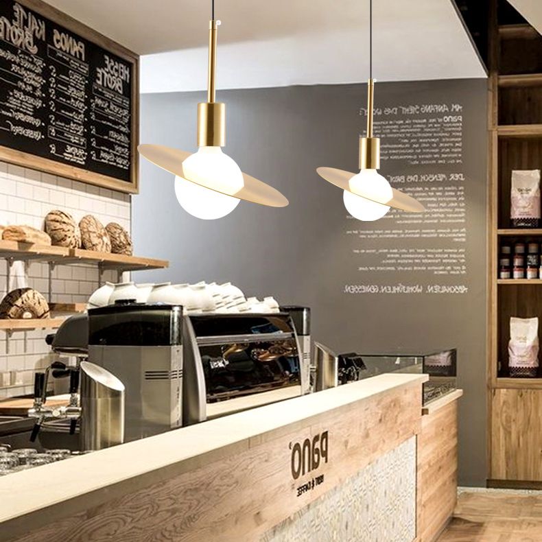 Golden Post Modern Style 1-Light Hanging Lamp 
Geometric Simplicity Lighting Fixture for Bedroom