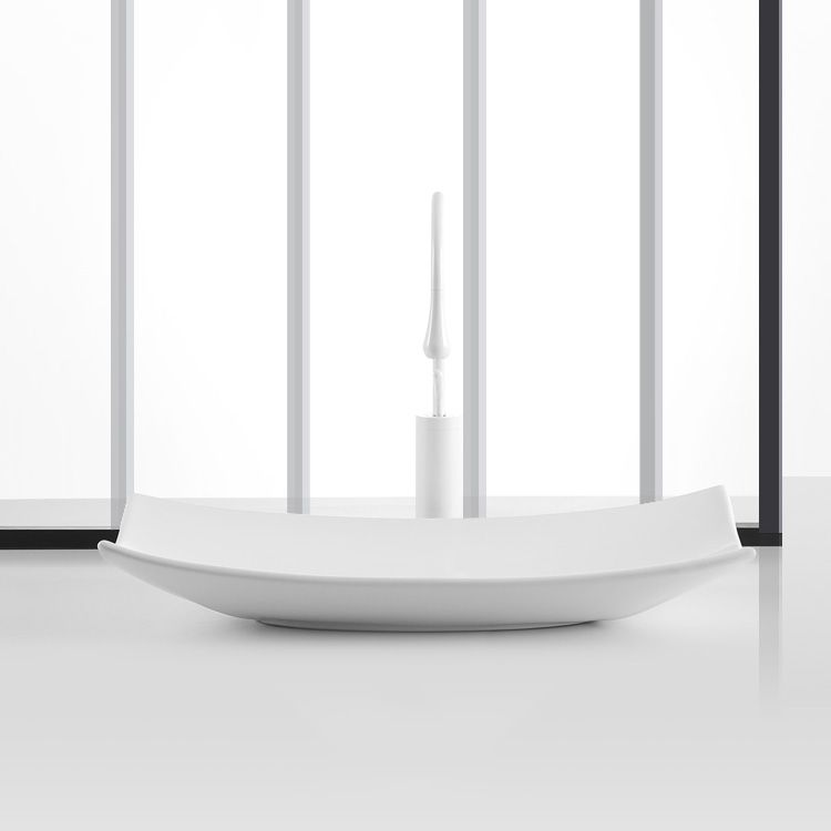 Modern Bathroom Sink Pop-Up Drain Porcelain Rectangular Vessel Lavatory Sink