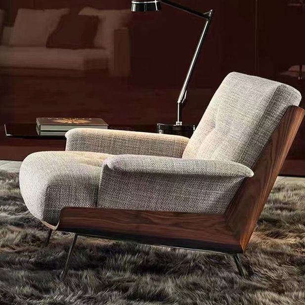 Industrial Lounge Chair Solid Color Cushion Back Basic Four Leg Reclining Accent Chair
