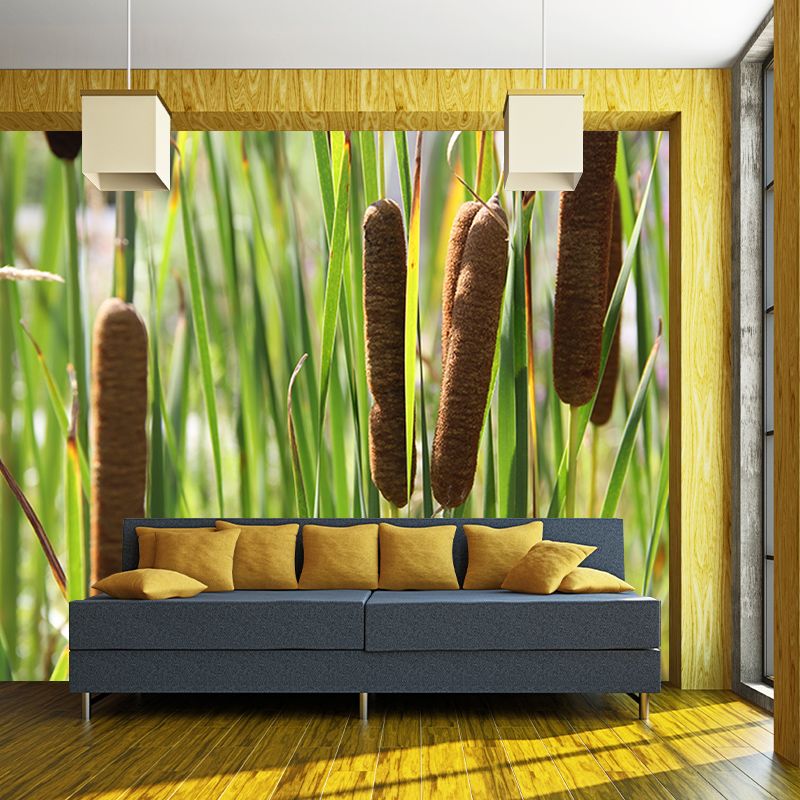 Cattails Plant Mural Water Resistant Home Decoration Wall Decor for Sleeping Room