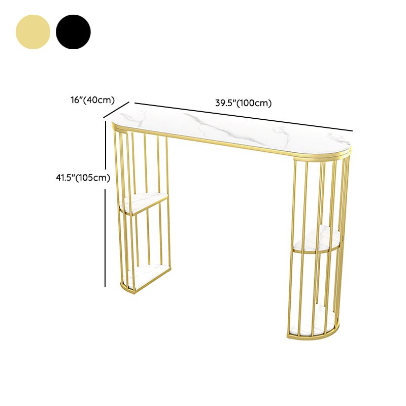 Modern Style Bar Table Oval Stone Storage Bar Table for Living Room