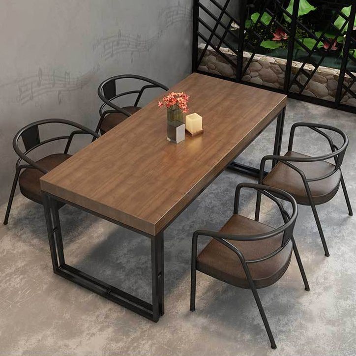 Traditional Style Wooden Dining¬†Room¬†Set with Rectangle Table and Metal Base Dining Table Furniture