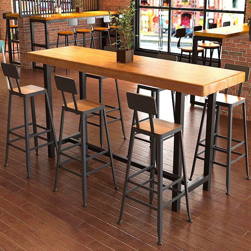 Industrial Style 1/2/7 Pieces Bar Table Set Rectangle Bar Table with High Stools