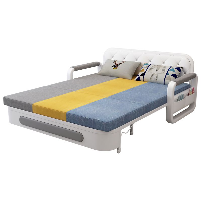 Slipcovered Cotton Blend Contemporary Sofa with Bed for Living Room
