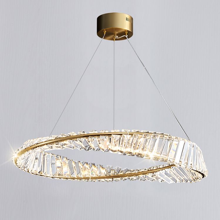 Contemporary Ring Chandelier Light Fixture Beveled Crystal Pendant Chandelier