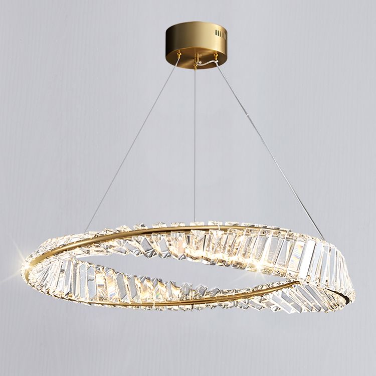 Contemporary Ring Chandelier Light Fixture Beveled Crystal Pendant Chandelier