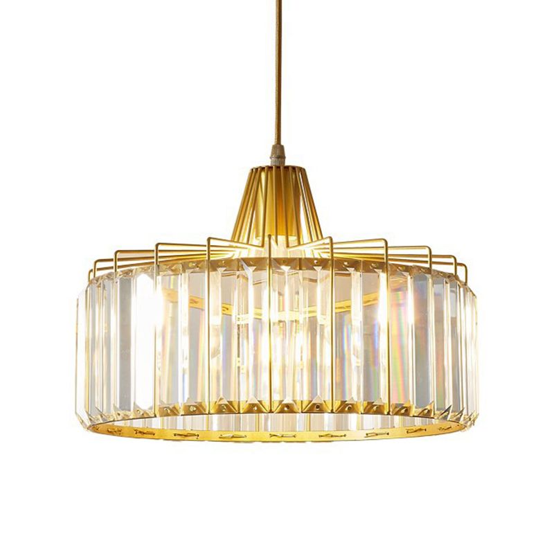 1-Licht-Trommelkristall-Anhänger-Lampe zeitgemäße Einfachheit Beleuchtung für Schlafzimmer Esszimmer