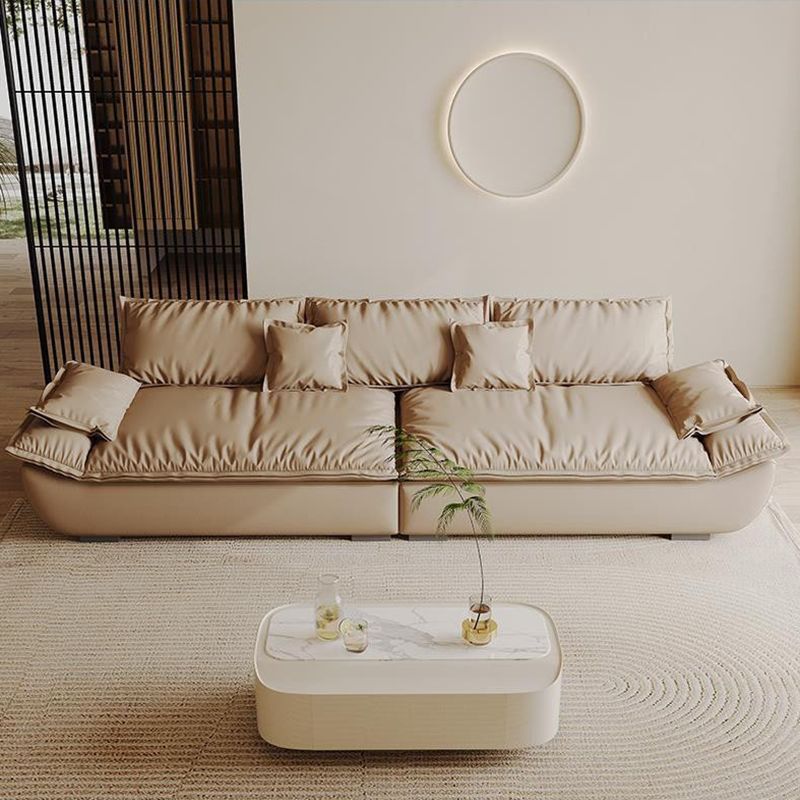 Contemporary Faux Leather Pillow Top Arm Pillows Living Room Seating