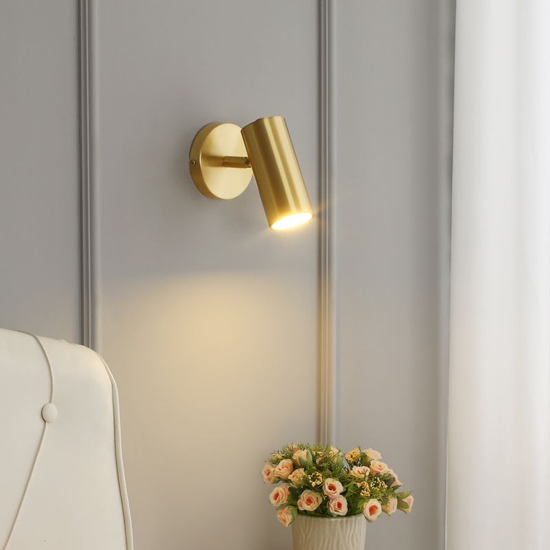 Half Cylinder Shade Metal Wall Sconce Modern Style 1 Light Wall Mount Lighting in Gold