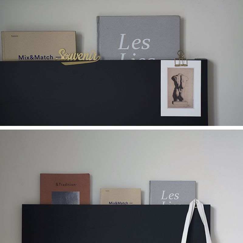 Wall Mounted Bookshelf Modern Style Metal Shelf Bookcase in Black