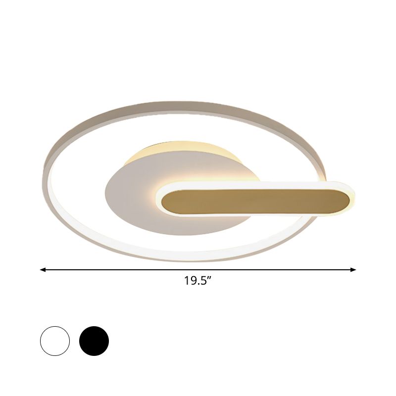 Thin Button Shaped Ceiling Light Modernism Acrylic Black/White and Gold LED Flush Mount Lighting