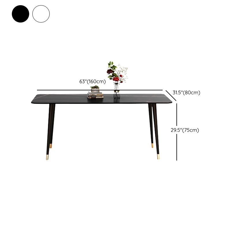 Metal and Stone Table Glam Style Minimalist Home Rectangular Dining Table