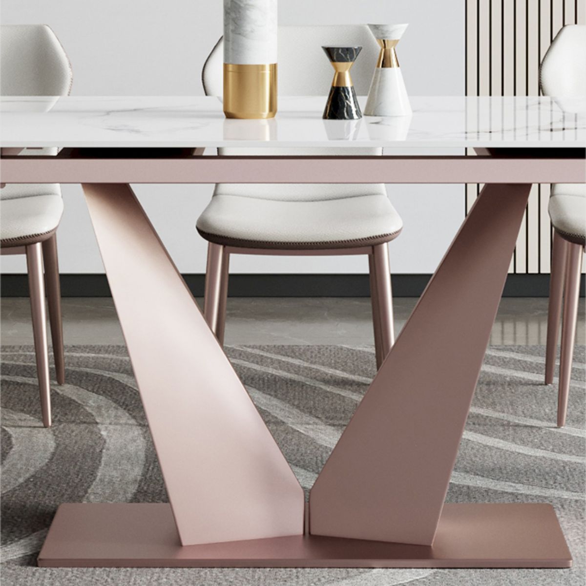 Modern Sintered Stone Top Dining Set Rectangle 1/4/6/7 Pieces Dining Room Table Set