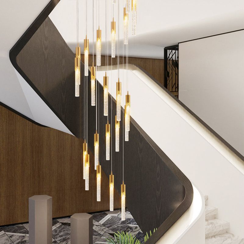 Bubble Glassrohr Anhänger Licht minimalistisch Gold Multiple hängende Licht für Treppen
