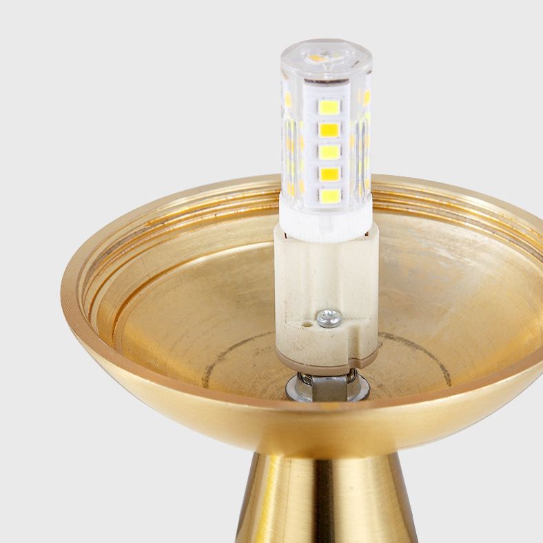 Conical Table Lamp Postmodern 1-Light Metal Night Light with Ball White Glass Shade