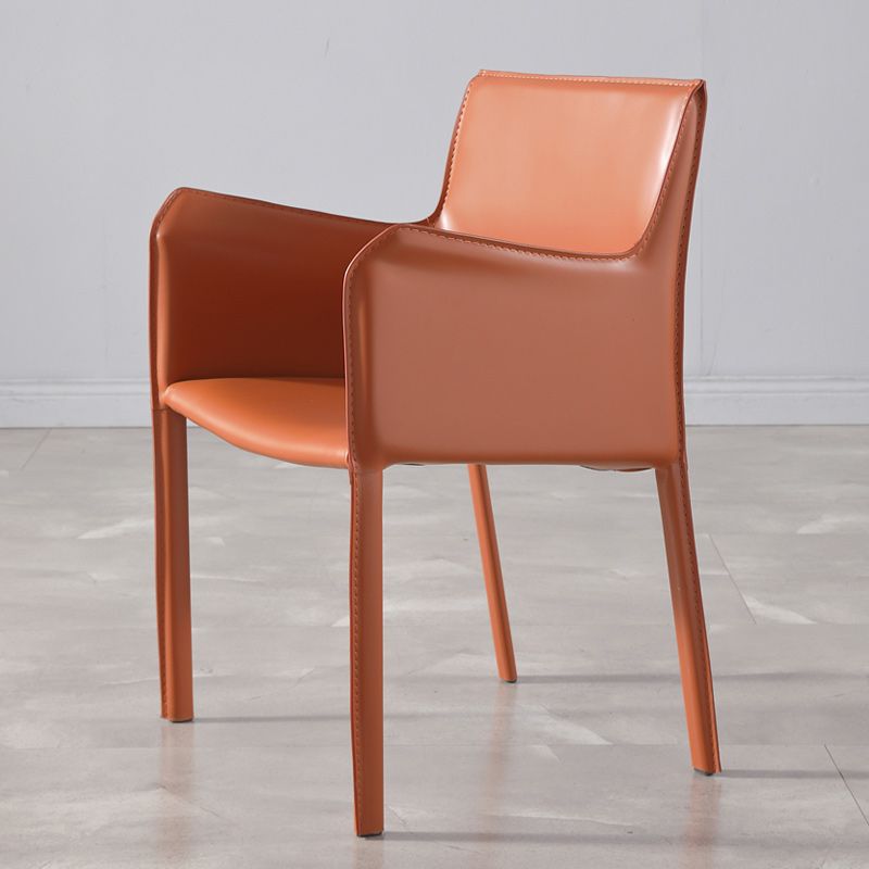 Low Back Side Chair with Leather Legs Metal Contemporary Dining Chair for Home