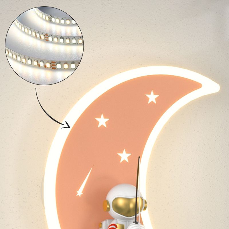 Moon Shape Wall Mount Light Children LED Wall Light with Acrylic Shade for Bedroom