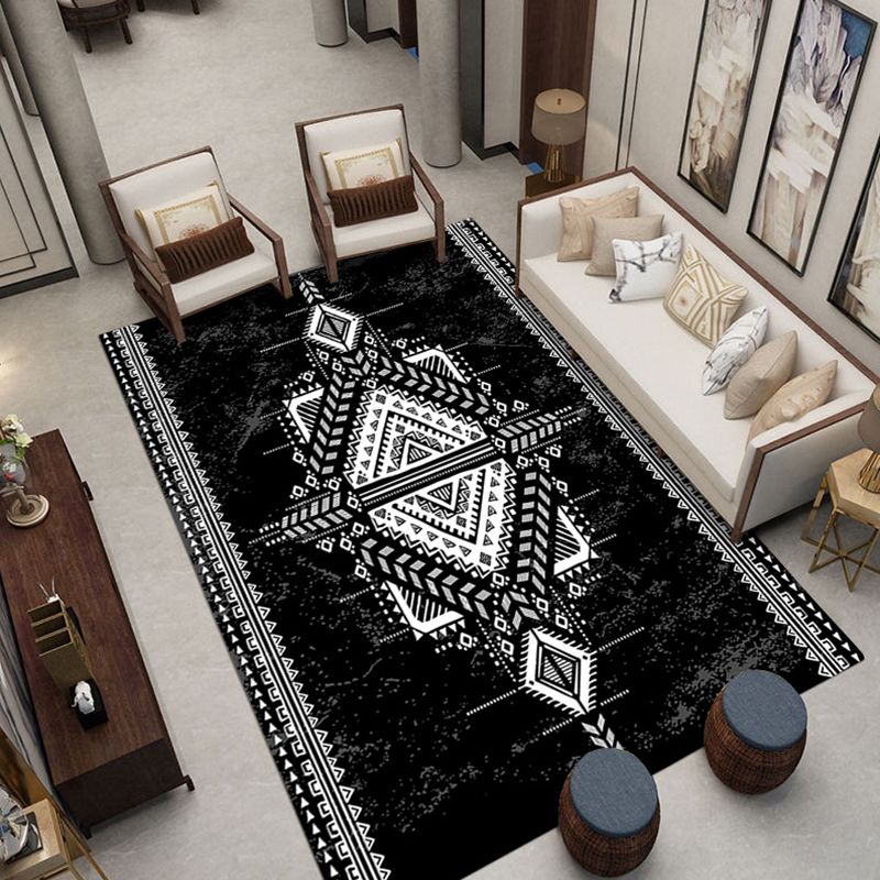 Traditional Area Rug Medallion Pattern Indoor Rug Washable Polyester Carpet with Non-Slip Backing