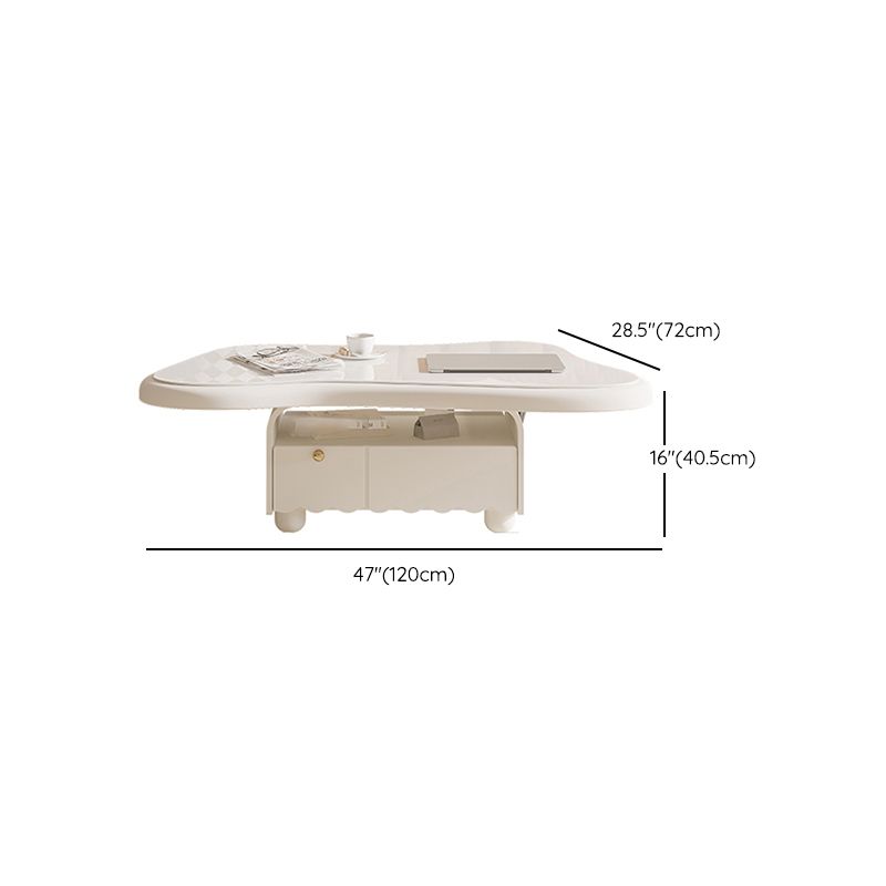 Slate Coffee Cocktail Table with Storage Drawers White Block Contemporary
