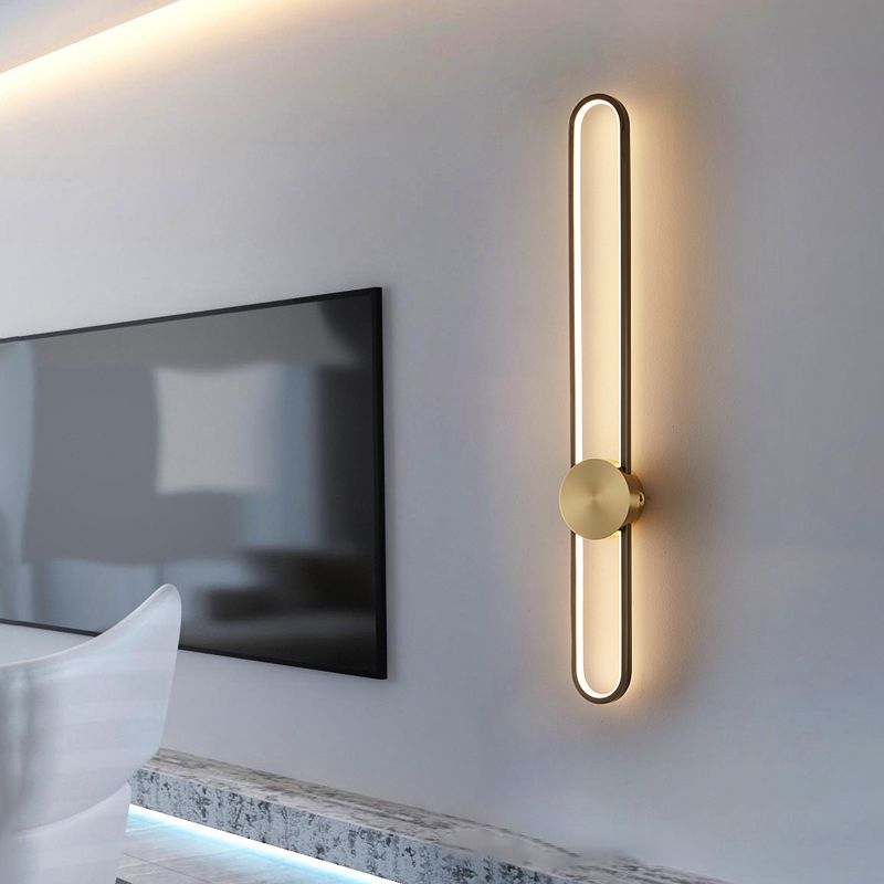 Contemporary Linear Wall Mount Lighting Minimalist Metallic LED Wall Sconce