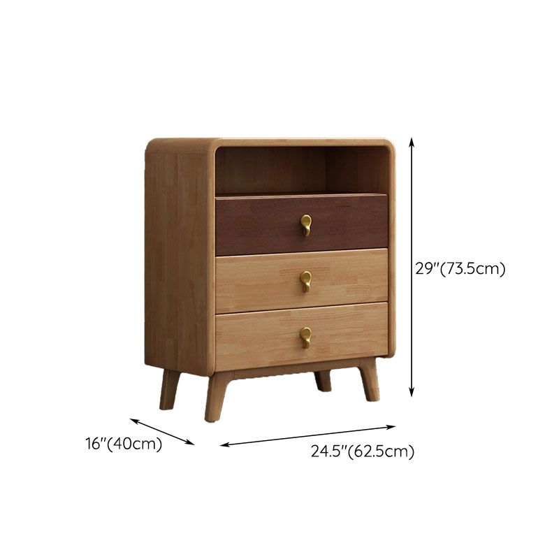 Glam Rubber Wood Storage Chest Bedroom Vertical Chest with Drawers