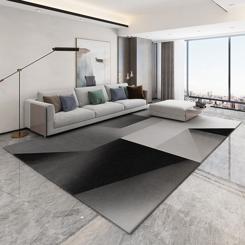 Geometría informal alfombra de poliéster de alfombra de alfombra estampada alfombra resistente a las manchas para la decoración del hogar