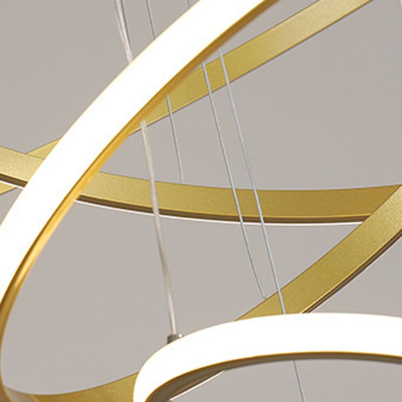 3-Light Suspended Lighting Fixture Minimalist Style Ring Shape Metal Chandelier Lamp