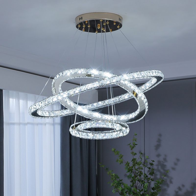 Contemporary Ring Chandelier Pendant Light K9 Crystal Suspension Pendant Light for Living Room