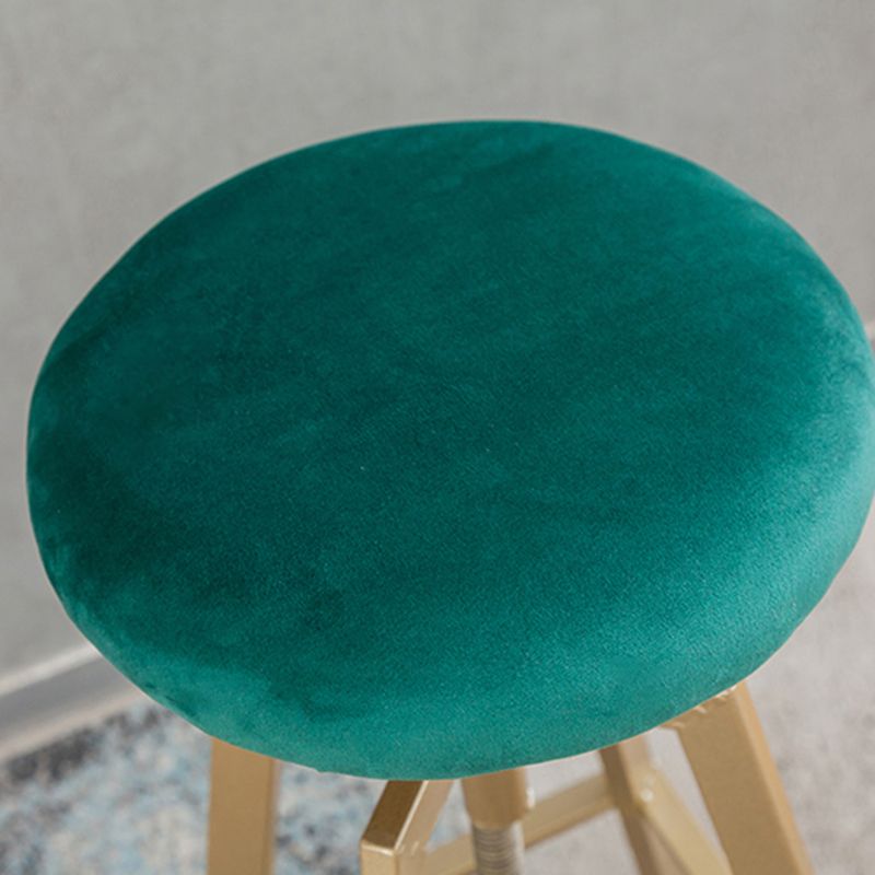 Backless Upholstered Bar Stool Metal Adjustable Height Bar Stool with Gold Legs