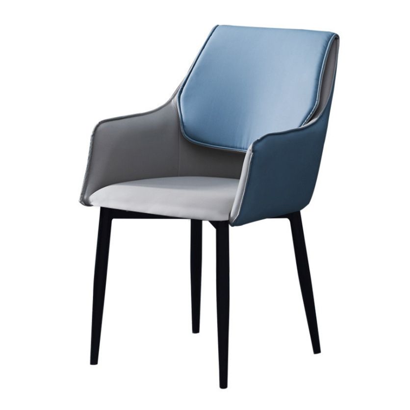 Chaise de salle à manger tapissée en métal à dossier solide, fauteuil contemporain d'intérieur