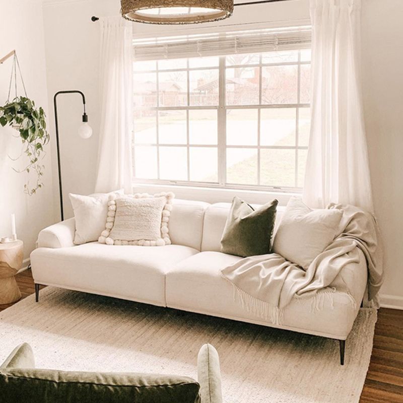 Linen Recessed Arm Sofa 38"W  Modern Cushions Sofa for Living Room