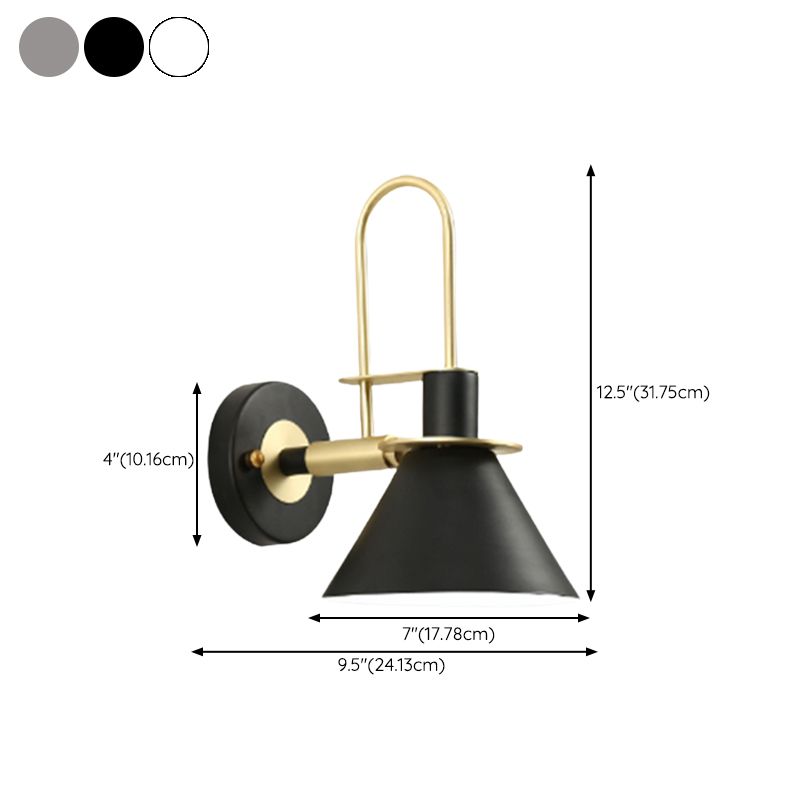 Nordic Style Iron Wall Light Colorful Cone Shape Wall Lamp for Bedroom