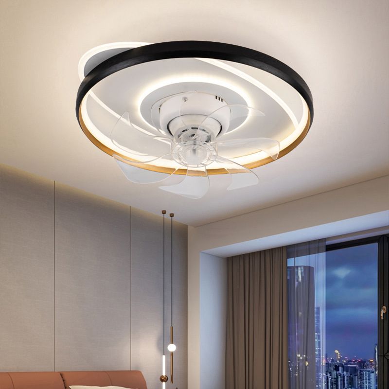 Round Ceiling Fan Light Modern LED Ceiling Mount Lamp with Acrylic Shade for Bedroom