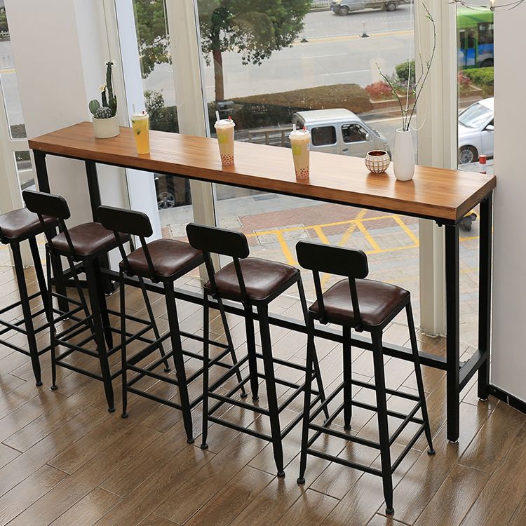 Modern Rectangle Pine Wood Bar Table Set 1/5/6 Pieces Counter Table with High Stools