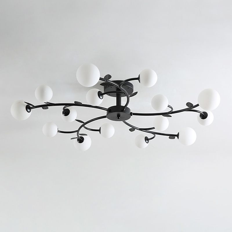Industrial Flush Mount Ceiling Light Spherical Glass Starburst Flush Mount Light for Living Room