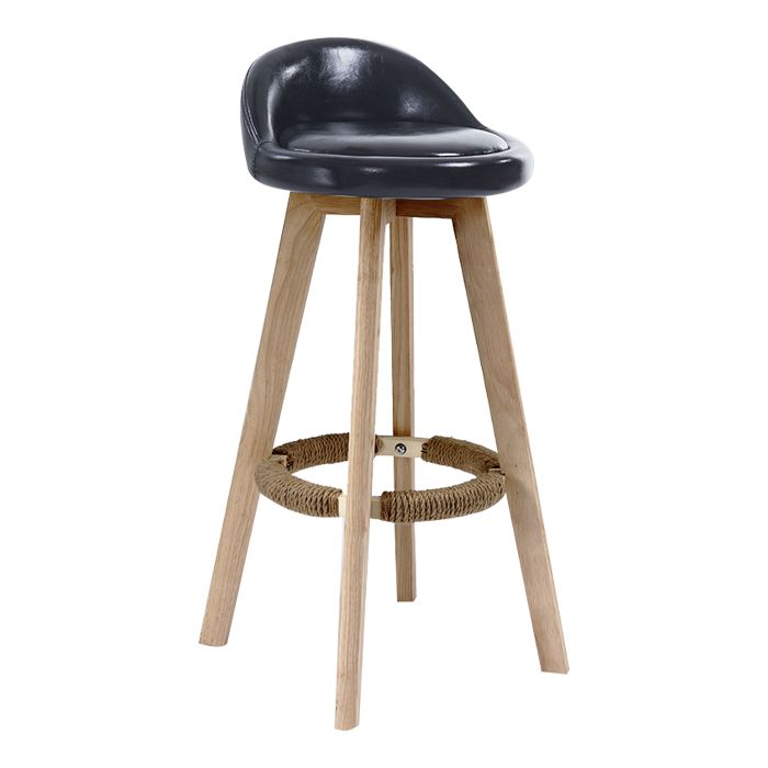 Scandinavian Rubberwood Upholstered Barstool Matte Finish Home Stool