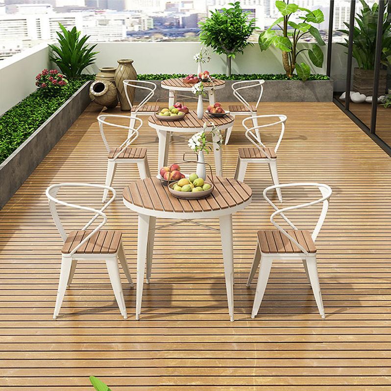 Industrial Style 1/3/5 Pieces Metal Dining Set Reclaimed Wood Table Set for Outdoor