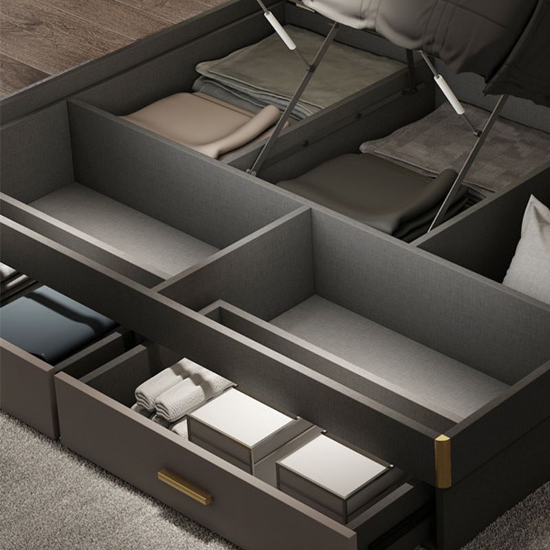 Grey Rectangular Headboard Standard Bed with Upholstered Headboard