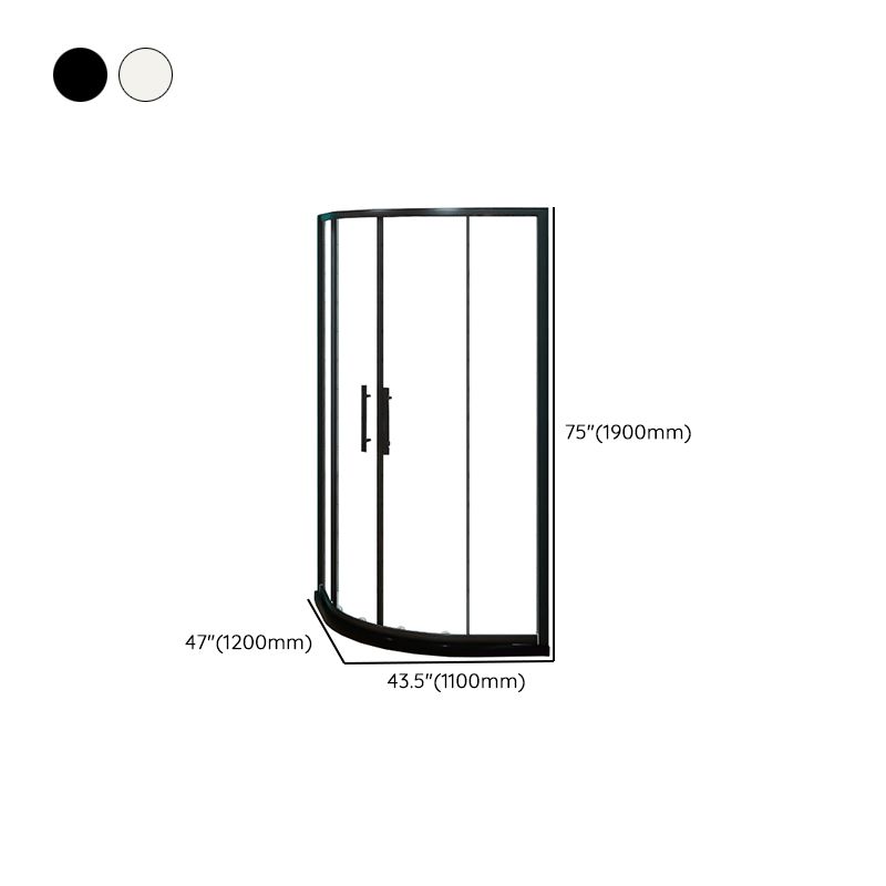 Silver and Black Shower Enclosure Clear Tempered Glass Shower Stall
