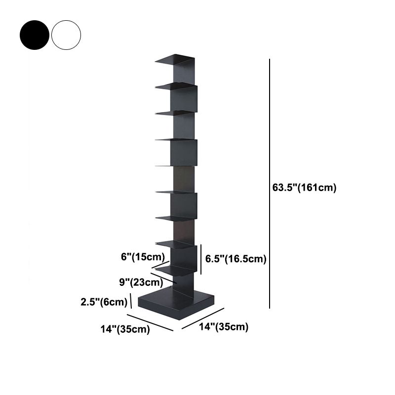 Libreria verticale angolare moderna bianca e nera chiusa.