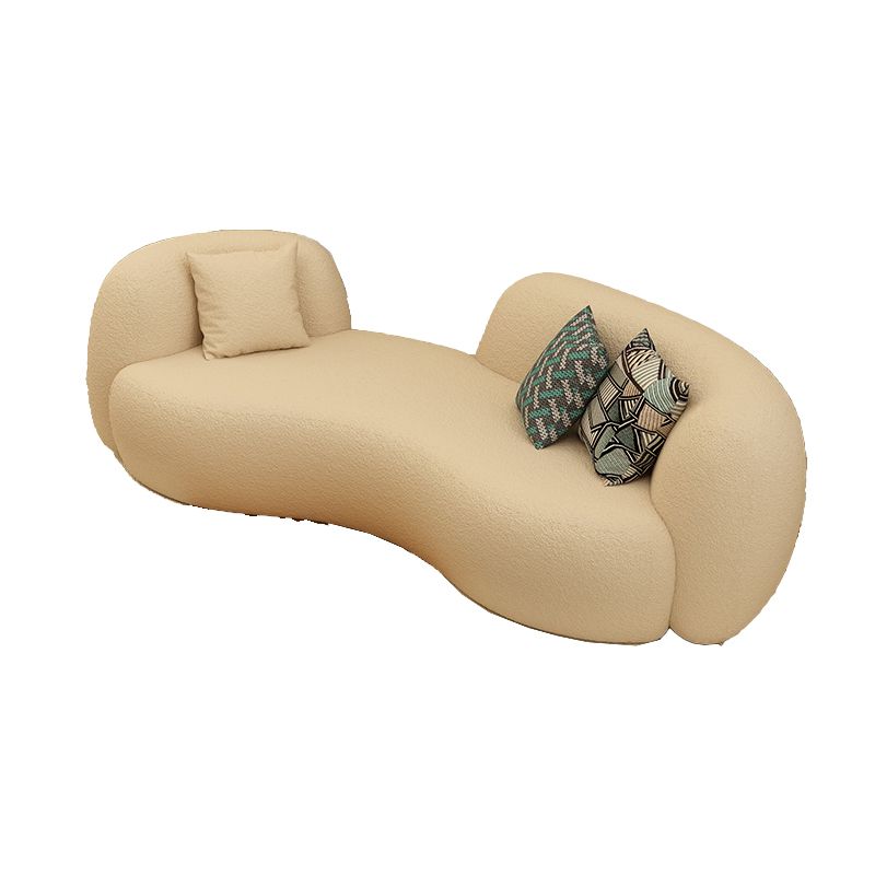 Wool Recessed Arm Sofa Curved Sofa 29.53" High for Living Room