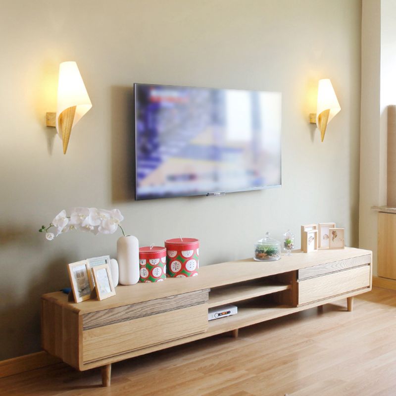 Modern Unique Shape Wall Mount Light Fixture Wood 1 Light Wall Mounted Lighting