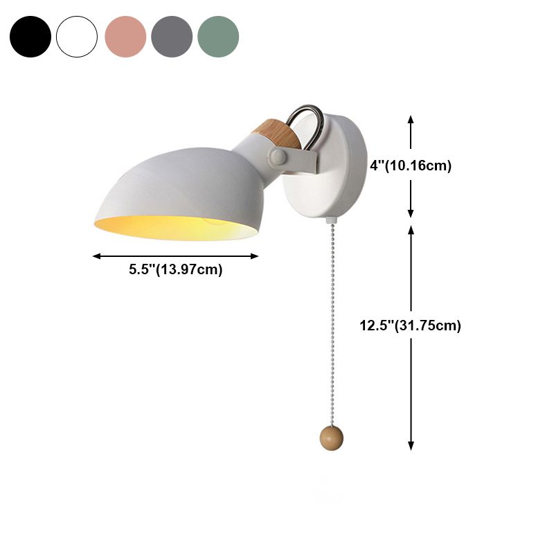 Luz de metal nórdica luz de pared de macarrón de luz simple con interruptor para dormitorio