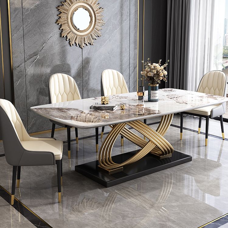 Fixed Contemporary Sintered Stone Kitchen Table Set with Pedestal Base Furniture for Home