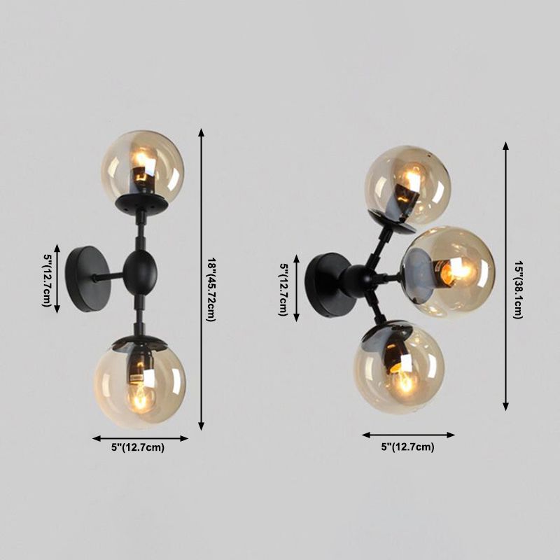 Luminaires de lampe murale globe de style industriel en verre mural mural en noir