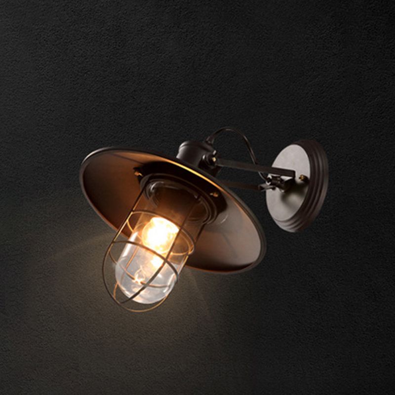 Geometric Shape Metal Wall Lighting Industrial Style Single Light Wall Mounted in Black