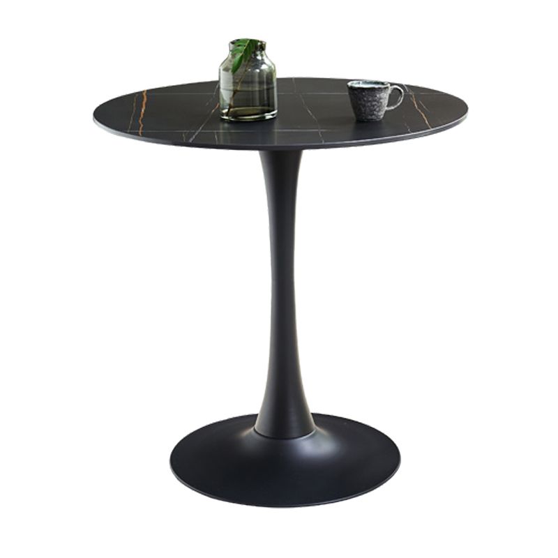 Simplicity ronde eettafel van gesinterde stenen tafel met zwarte tulponderstel