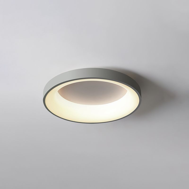 Modern Concise Circular LED Flush Mount Wrought Iron Indoor Ceiling Fixture with Acrylic Shade